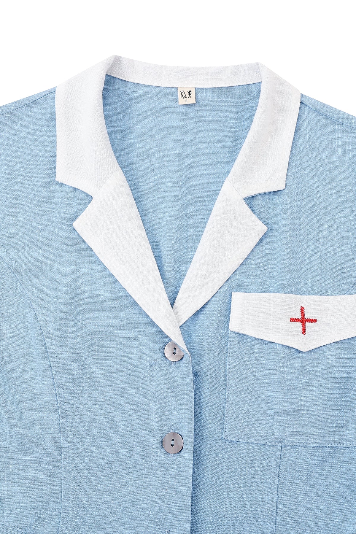 Soft Linen Mini Nurse Dress Blue