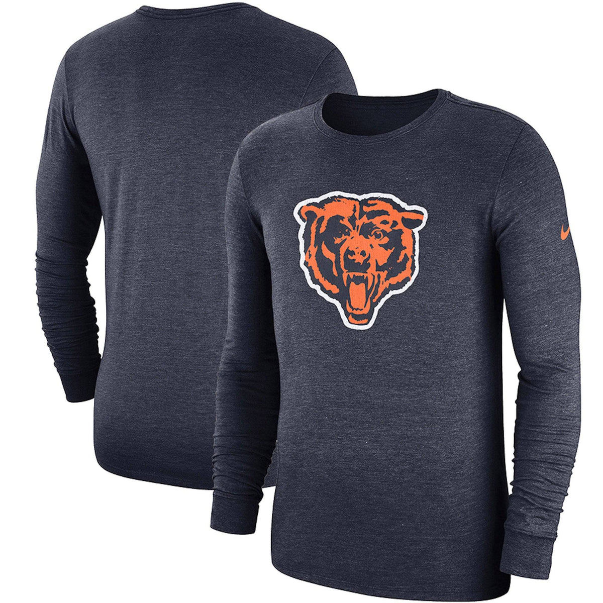 Men's Chicago Bears Nike Navy Fan Gear Crackle Historic Tri-Blend Long Sleeve T-Shirt