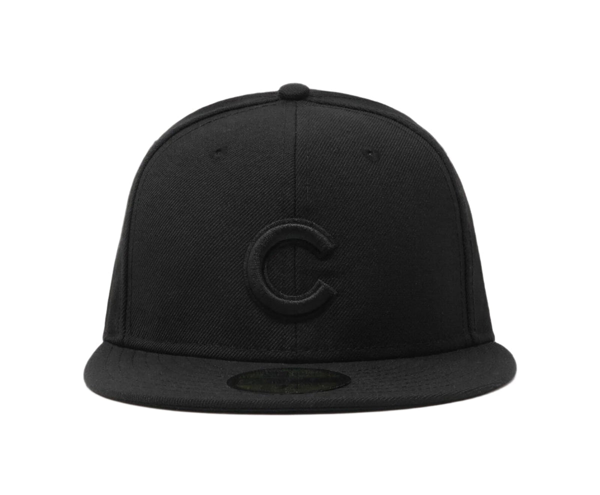 Chicago Cubs New Era Black Tonal Primary Logo 59FIFTY Fitted Hat