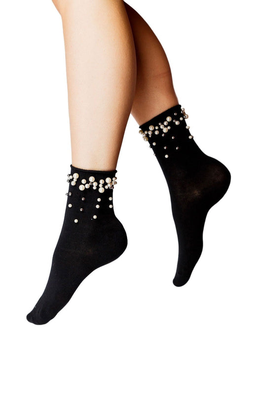 Plain Knit Beaded Ankle Socks 467