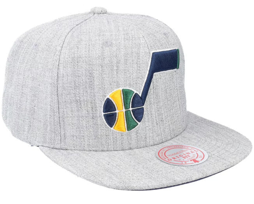 Utah Jazz Gray Heathered 2.0 Mitchell & Ness Snapback Hat