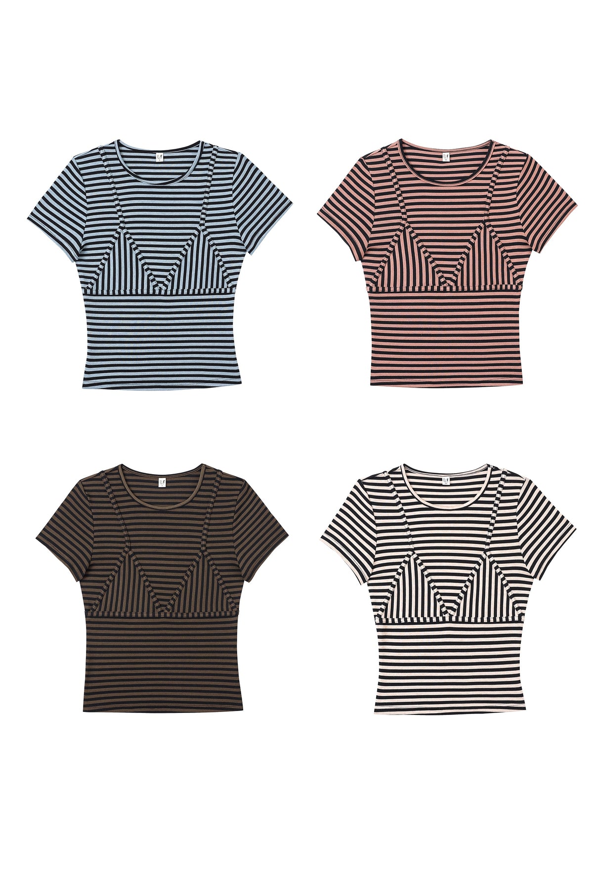 Bikini Bod Striped Short Sleeve Tee Brown