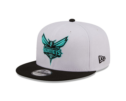 Men's Charlotte Hornets New Era 2 Tone White and Black Color Pack 9FIFTY Snapback Hat