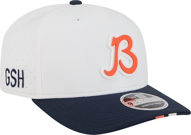 Men's Chicago Bears New Era White/Navy B 2025 NFL Training Camp 9SEVENTY Adjustable Hat