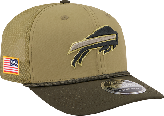 Men's Buffalo Bills New Era Green 2025 Salute To Service Sideline 9SEVENTY Trucker Adjustable Hat