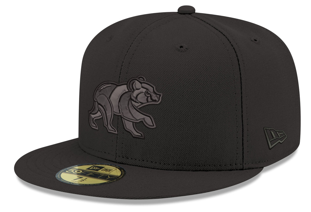Chicago Cubs Tonal Black On Black Spring Training Bear New Era 59FIFTY Fitted Hat