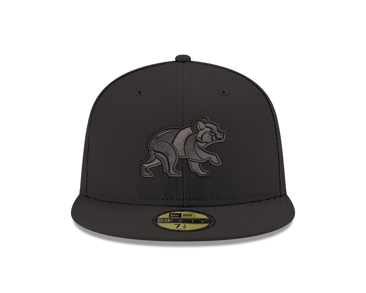 Chicago Cubs Tonal Black On Black Spring Training Bear New Era 59FIFTY Fitted Hat