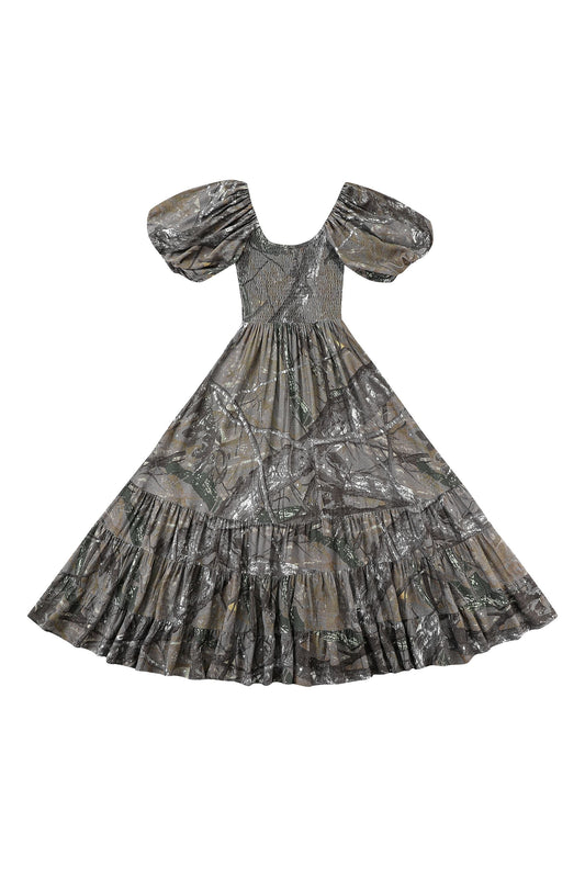 Picnic Gown Soft Linen Forest Camo