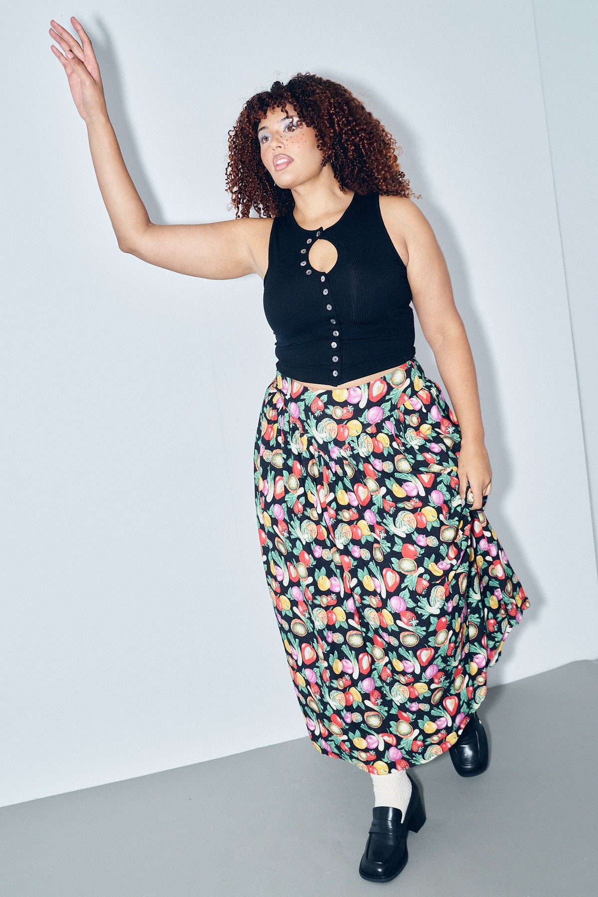 Park Skirt Soft Linen Vegetable Medley