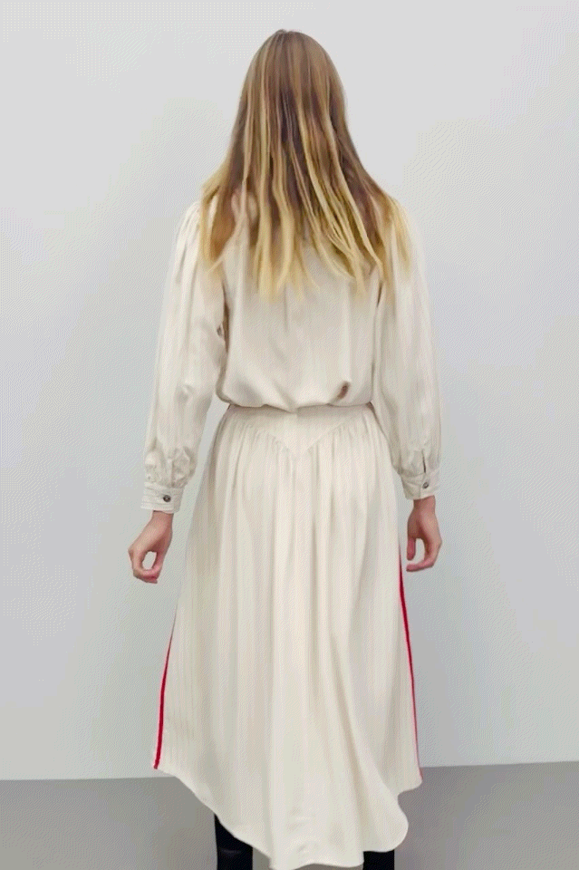 Baseball Park Skirt Tencel Stripe Cream