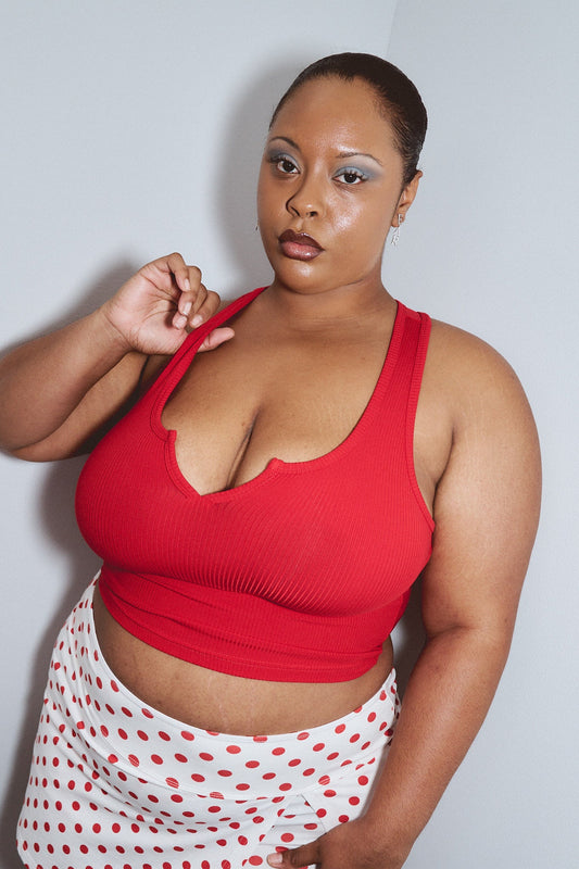 Split Racerback Tencel Rib Tank Maraschino