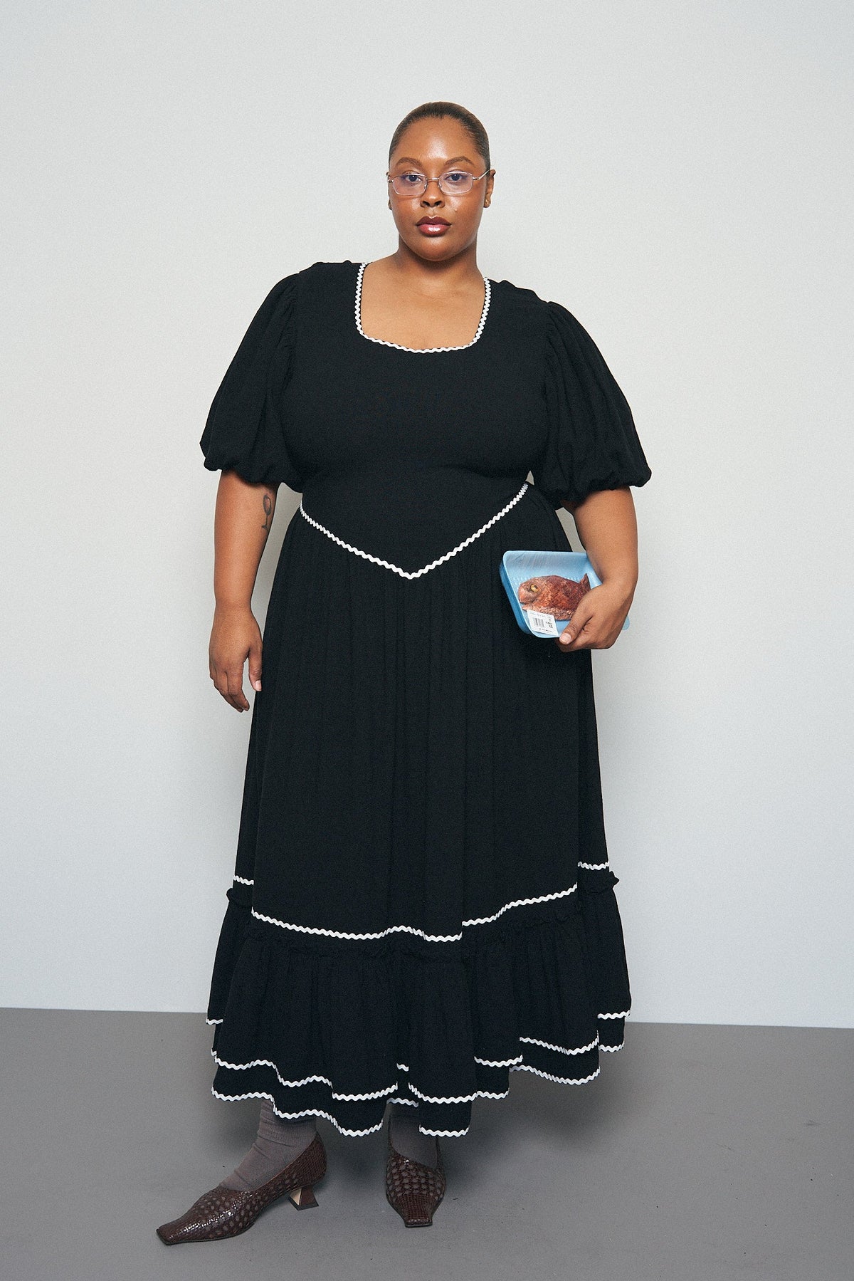 Ric Rac Folk Dress Soft Linen Black