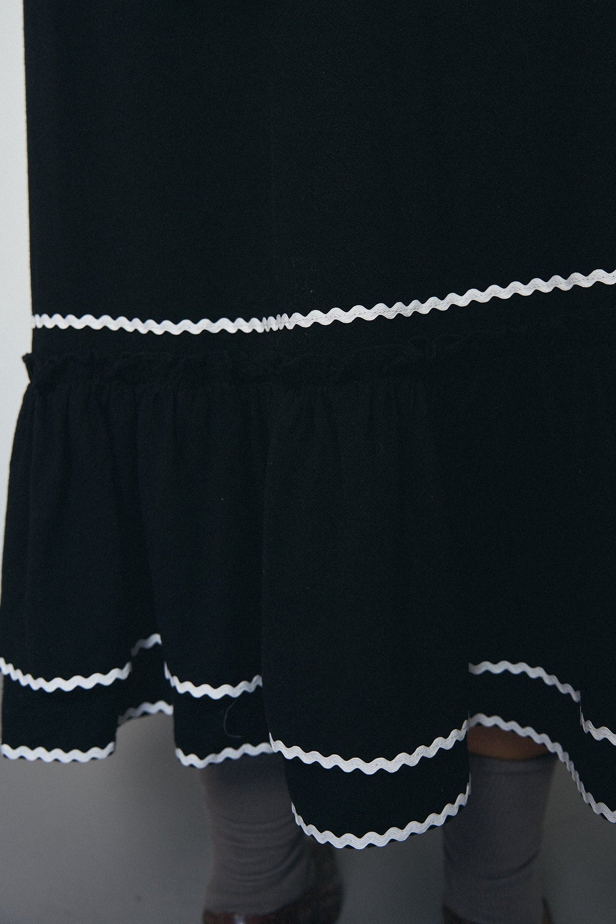 Ric Rac Folk Dress Soft Linen Black