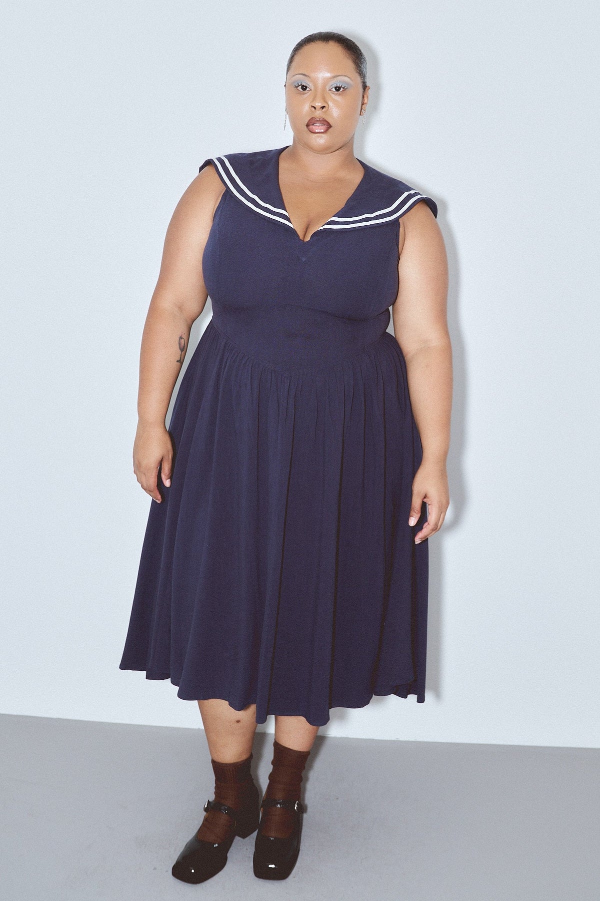 Maxi Sailor Dress Soft Linen Navy