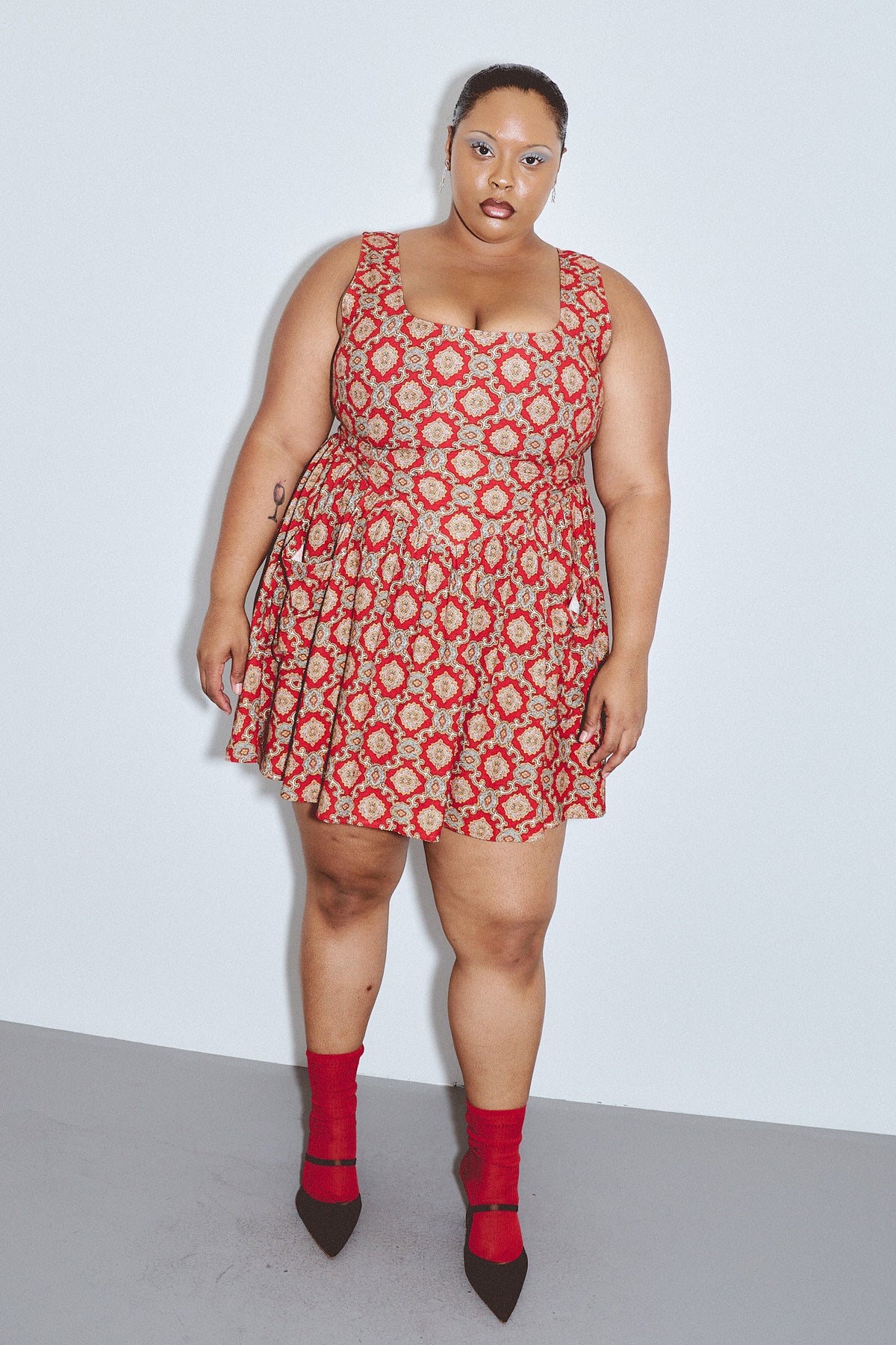 Trad Mistress Soft Linen Mini Dress Fancy Red Couch