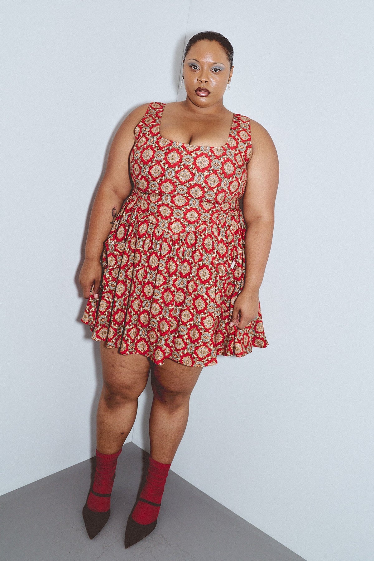 Trad Mistress Soft Linen Mini Dress Fancy Red Couch