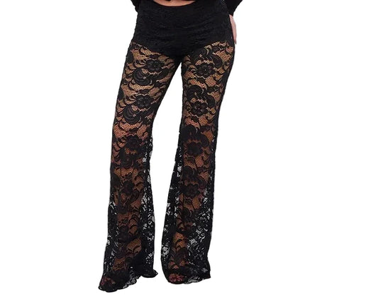 Sheer Floral Lace Trousers