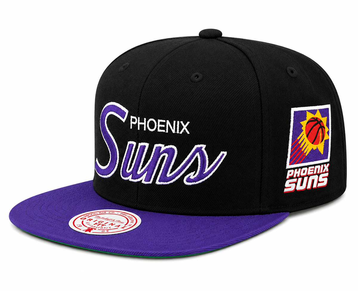 Men's Phoenix Suns Script Mitchell & Ness 2 Tone 2.0 Snapback Hat