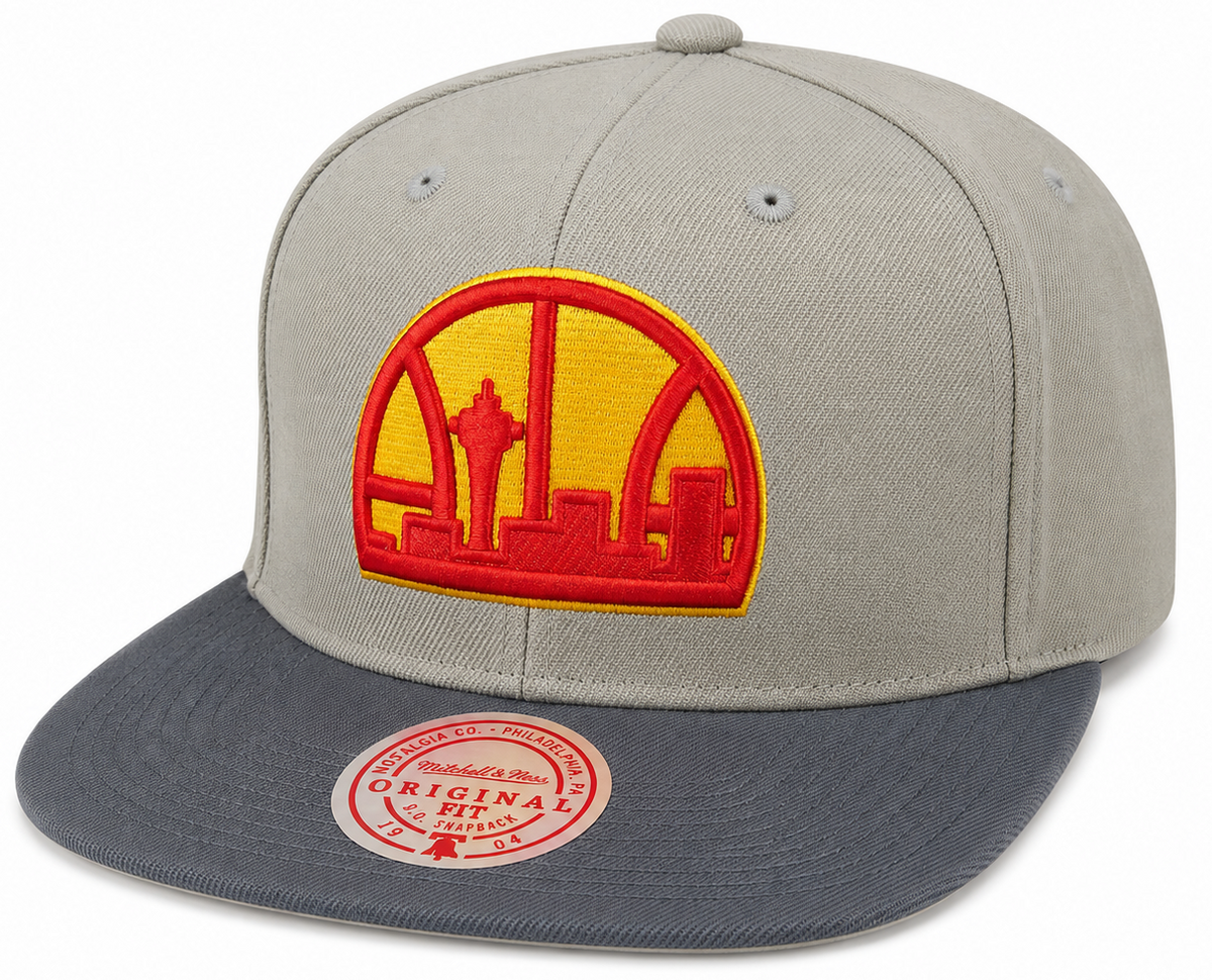 Men's Seattle Supersonics NBA Cool Gray 3 2-Tone HWC Mitchell & Ness Snapback Hat