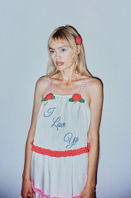 Frosted Cake Crop Cami 'I Love You'