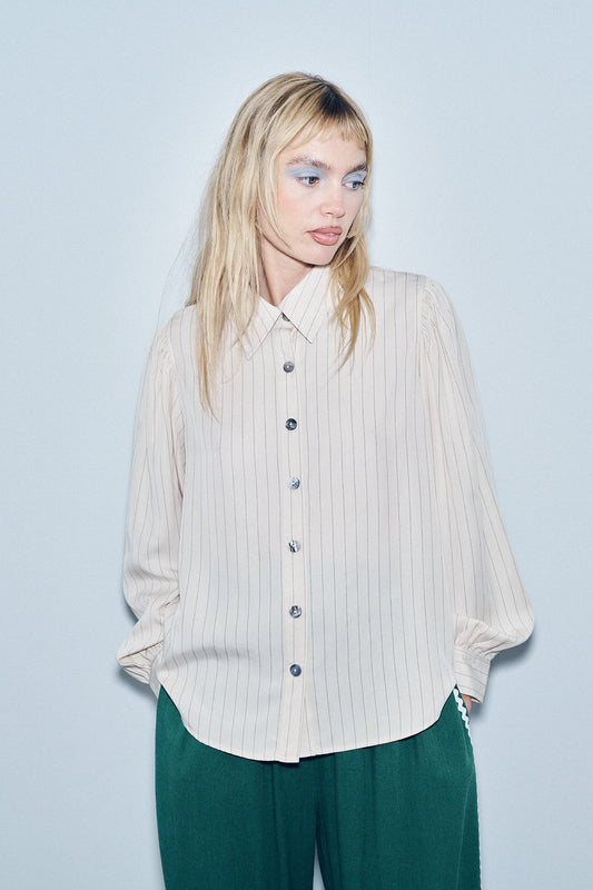 Baseball Blouse Tencel Stripe Cream