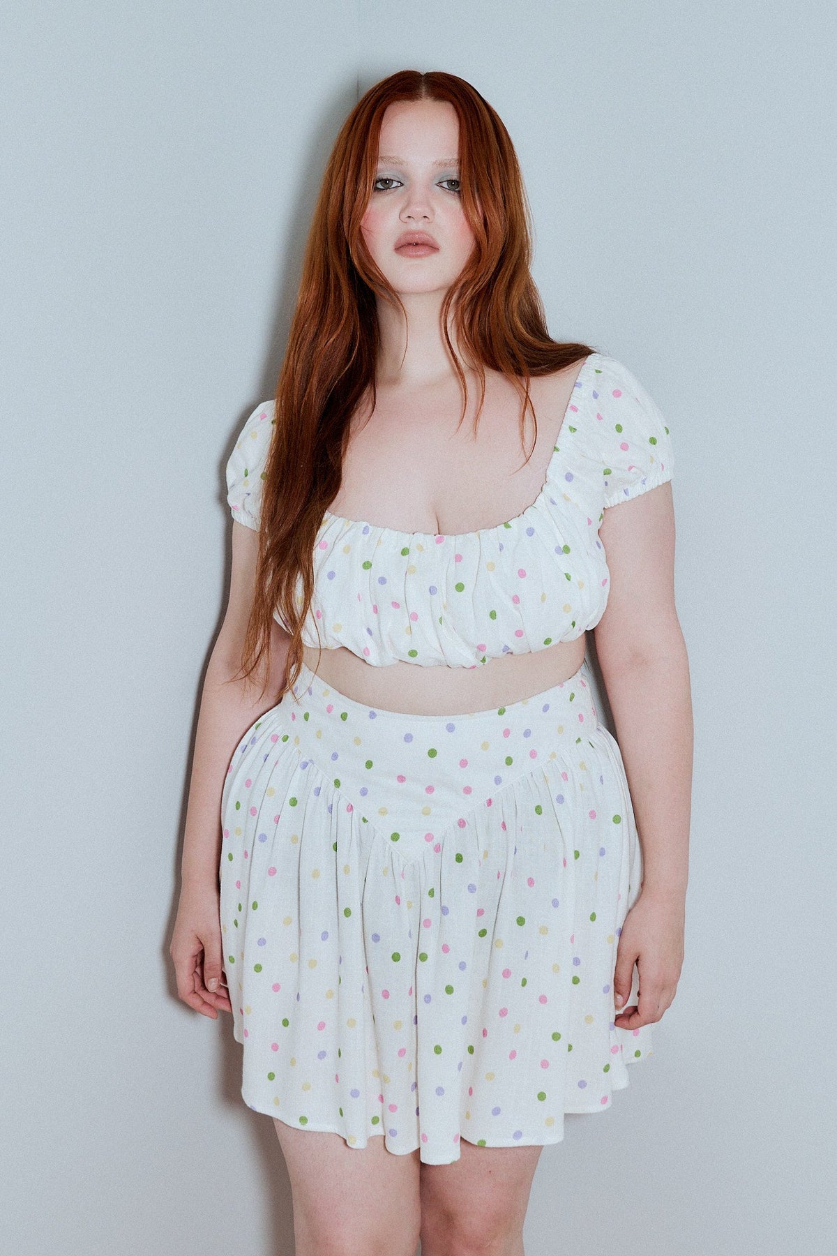 Soft Linen Gathered Bra Top Funfetti Dot