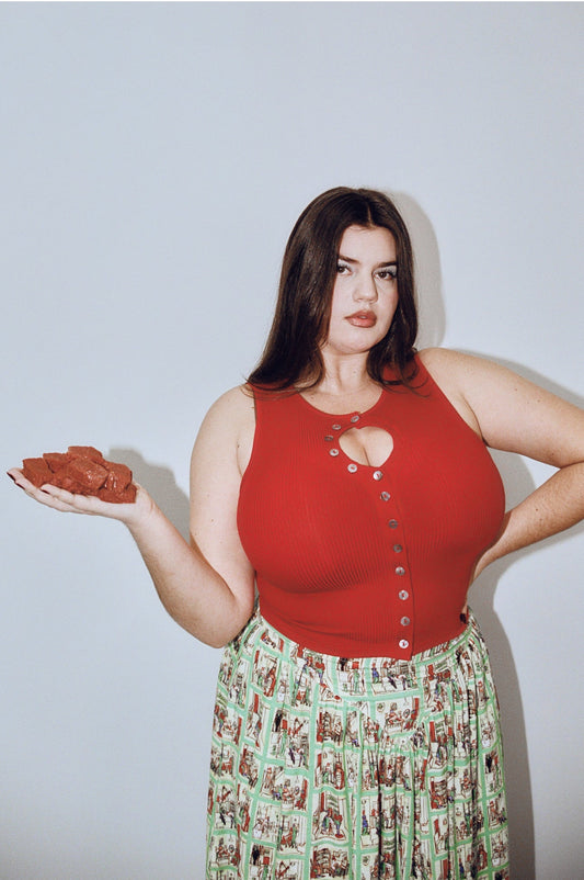 Unbuttoned Tencel Rib Tank Top Maraschino