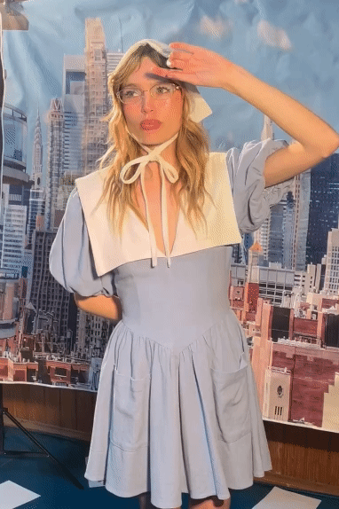 Puritan Thick Linen Mini Dress Blue