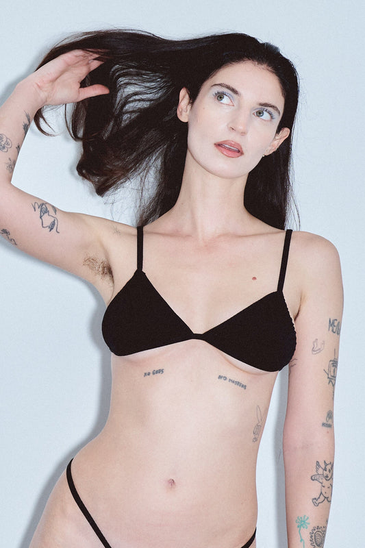 Tencel Rib Triangle Bralette Black
