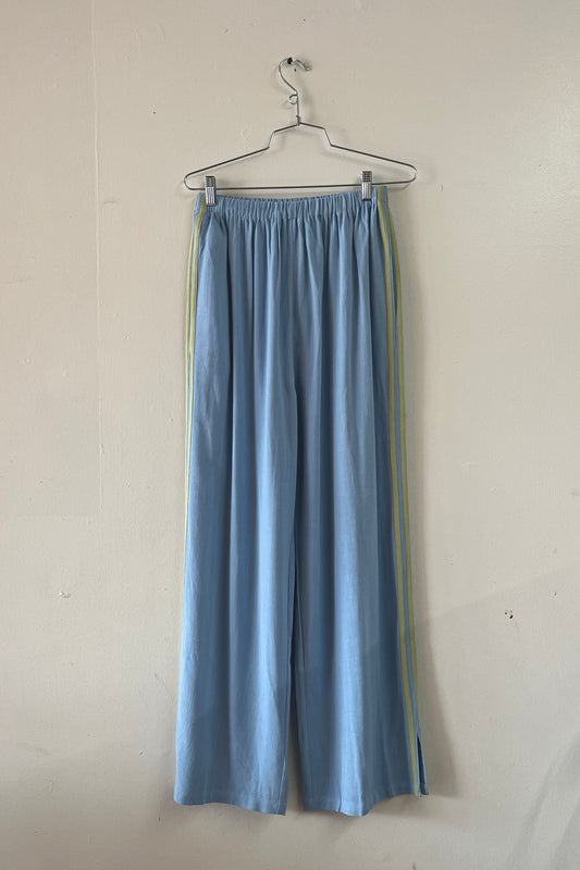 #34: M Scrap Sporty Lazy Pants Soft Linen - Light Blue / Sage Green