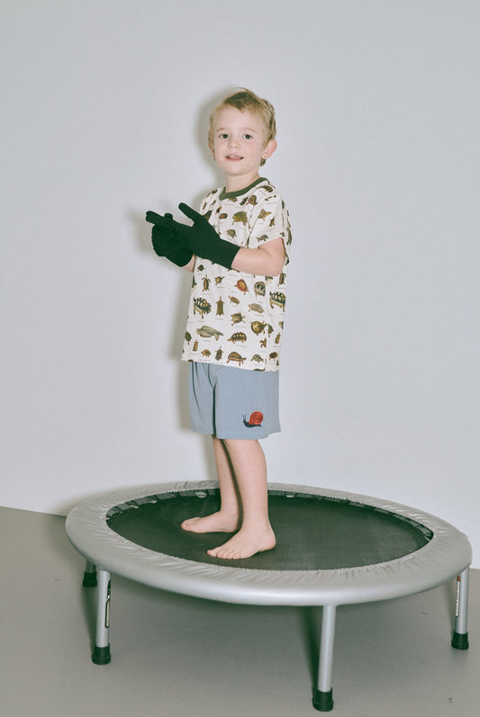 Toddler Soft Linen Snail Embroidered Shorts Gray