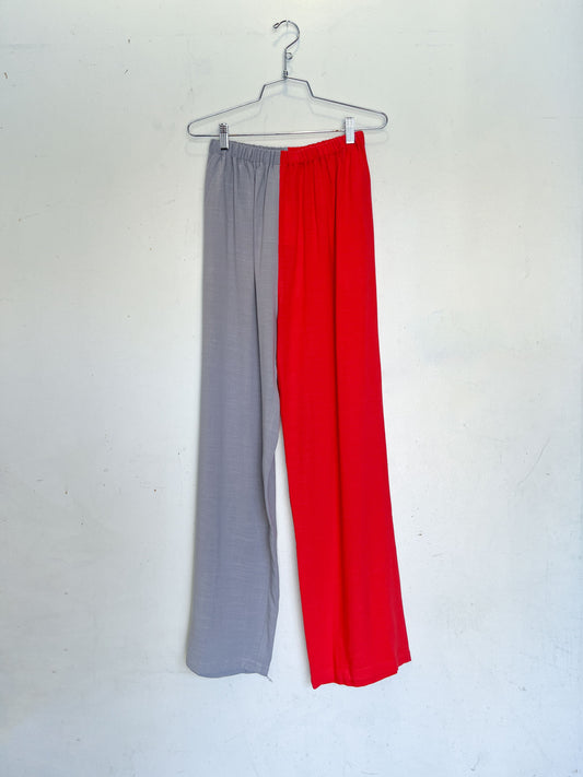 #4-6: Scrap Split Print Lazy Pants - Gray / Red