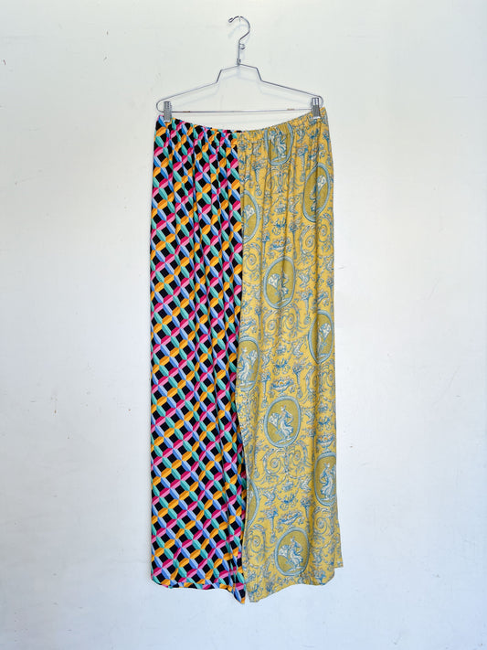 #12-13: Scrap Split Print Lazy Pants - Screensaver / Yellow Toile