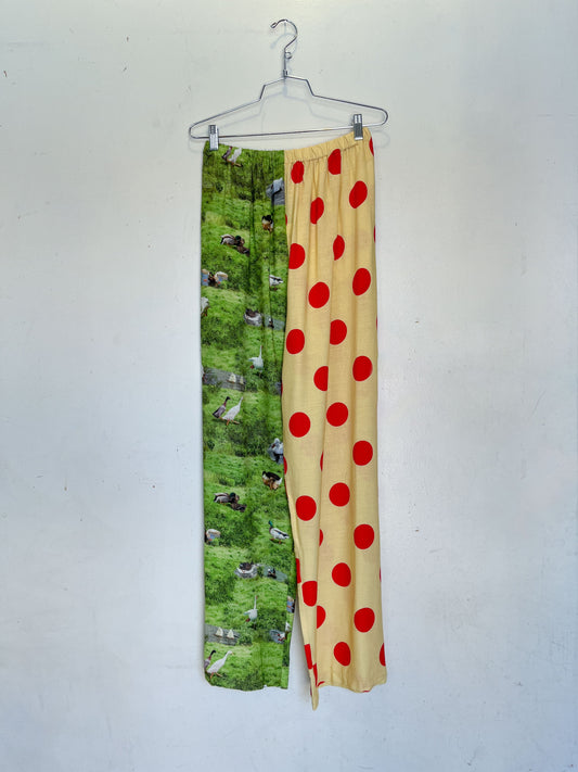#29: M Scrap Split Print Lazy Pants - Ducks / Big Polka Dot