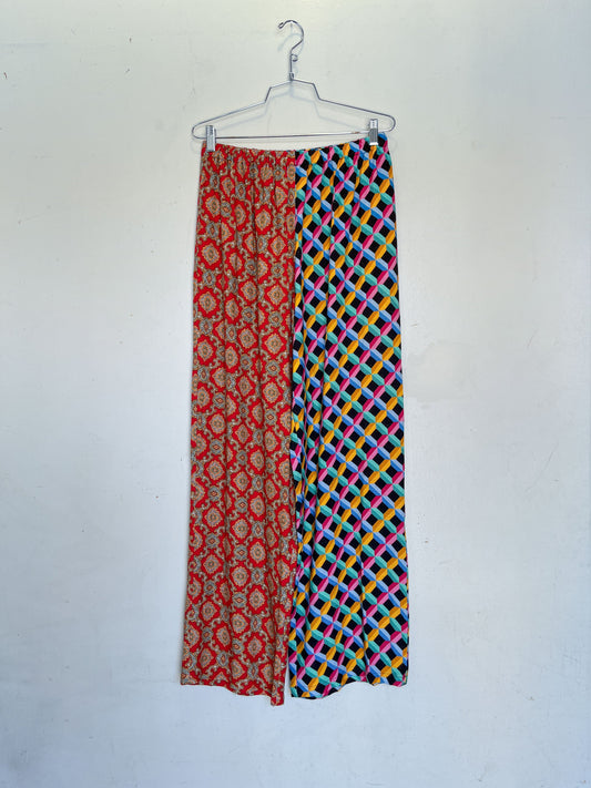 #36: L Scrap Split Print Lazy Pants - Fancy Red Couch / Screensaver