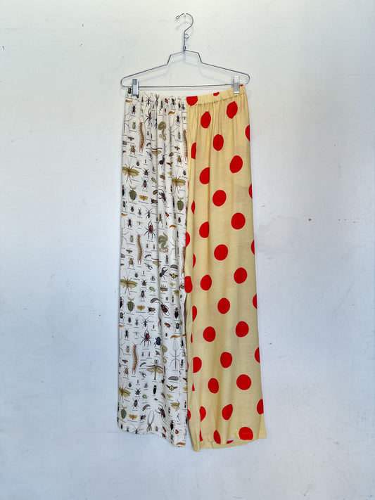 #40: L Scrap Split Print Lazy Pants - Bugs / Big Polka Dot