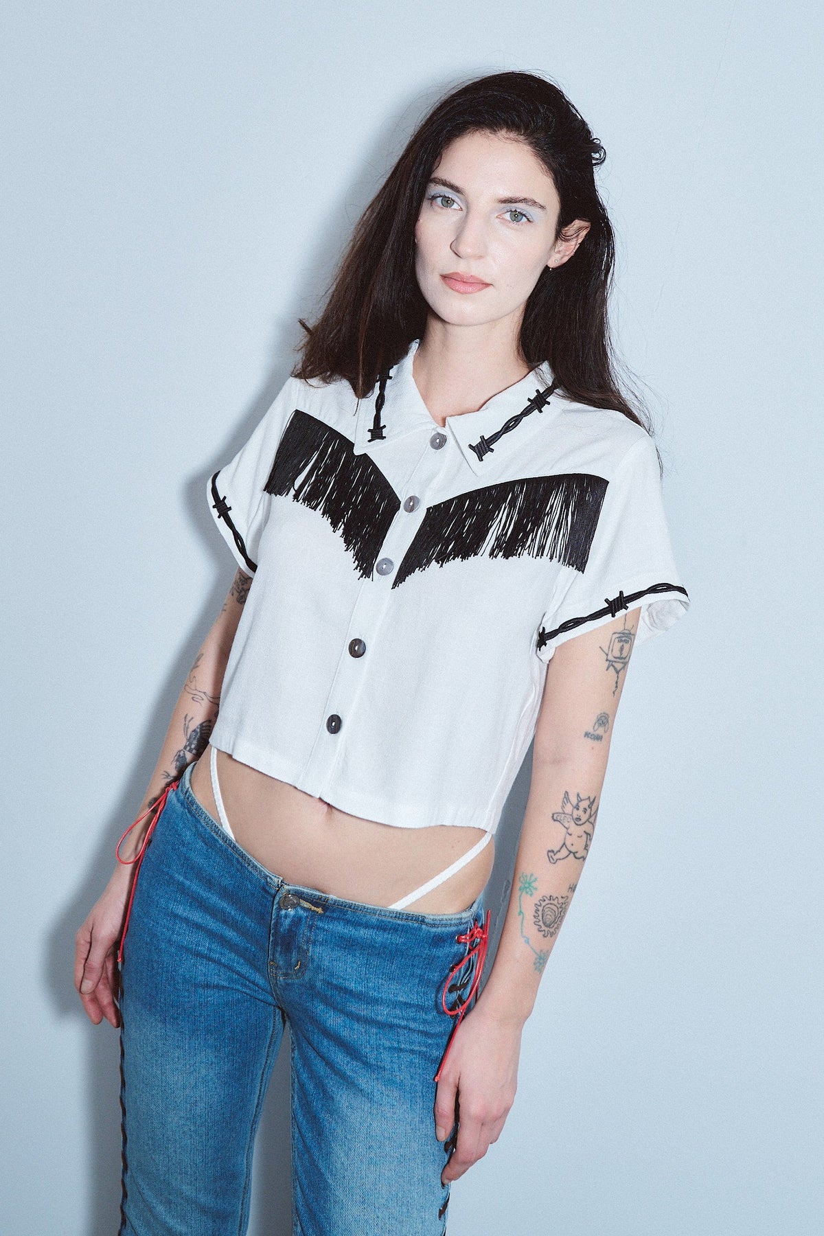 Soft Linen Pammy Fringe Blouse White