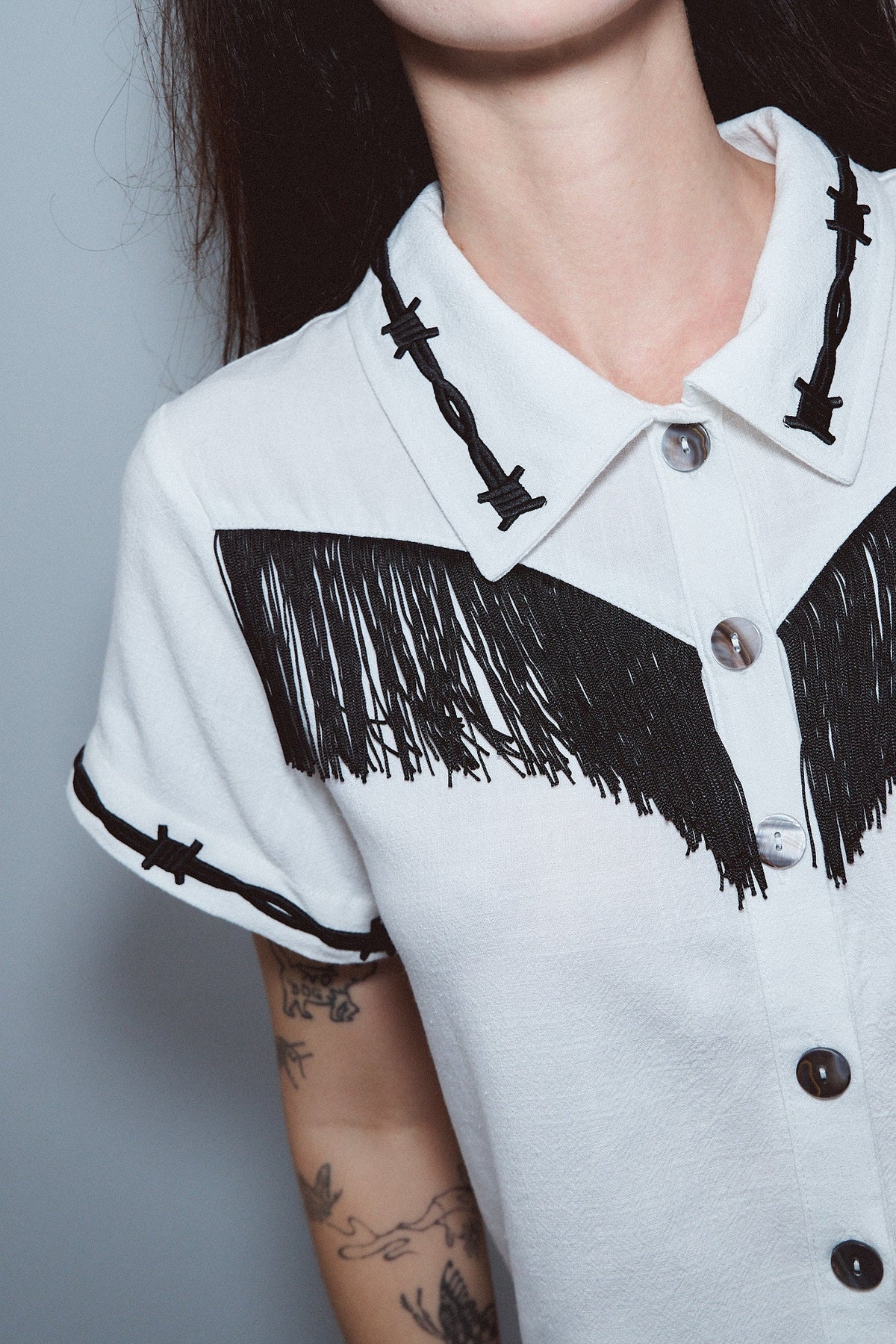 Soft Linen Pammy Fringe Blouse White