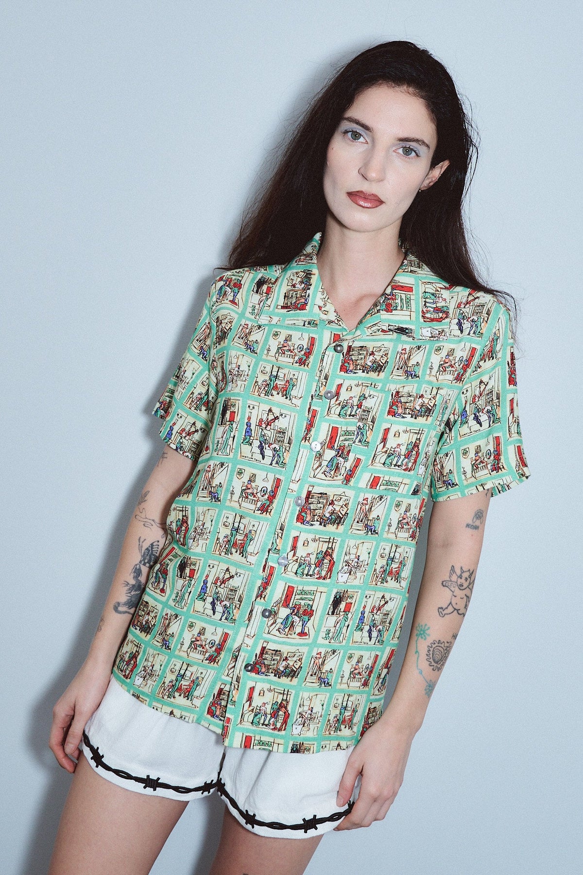Unisex Linen Bowling Shirt Sex House