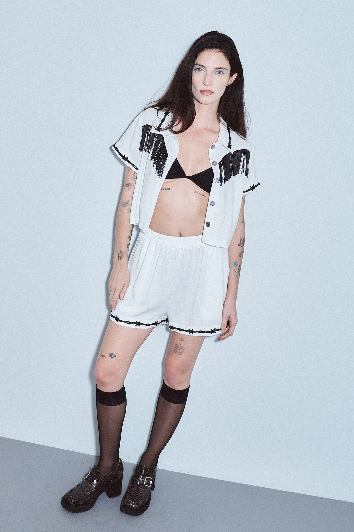 Soft Linen Pammy Fringe Blouse White