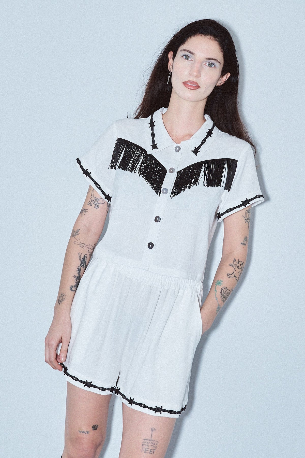 Soft Linen Pammy Fringe Blouse White