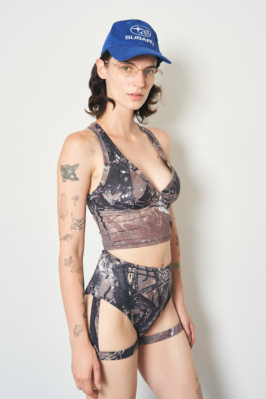 Forest Camo Yoga/Swim Crossback Top