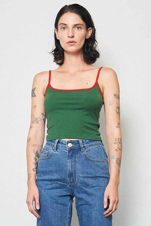 Tencel Rib Cami Stuffed Olive