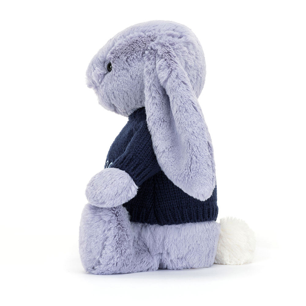 Bashful Viola Bunny with Personalised Navy Jumper
