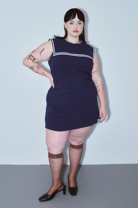 Sailor Dress Soft Linen Navy Mini