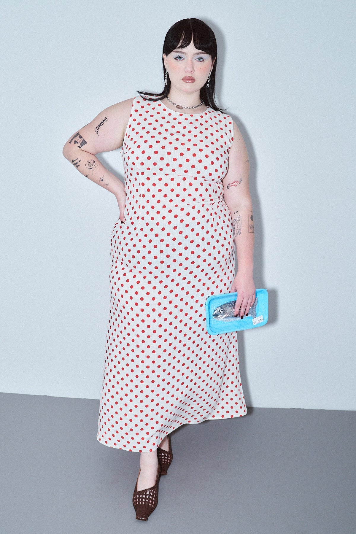 Good Woman Soft Linen Dress Red Polka Dot
