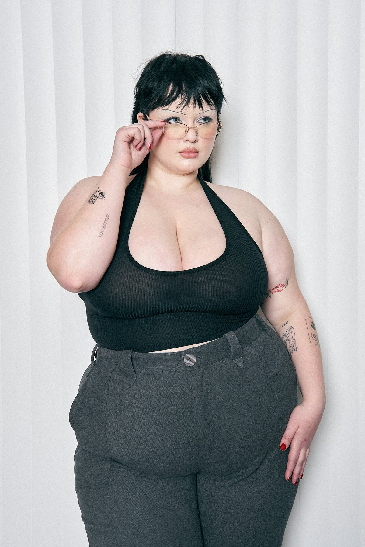 Tencel Rib Halter Top Black
