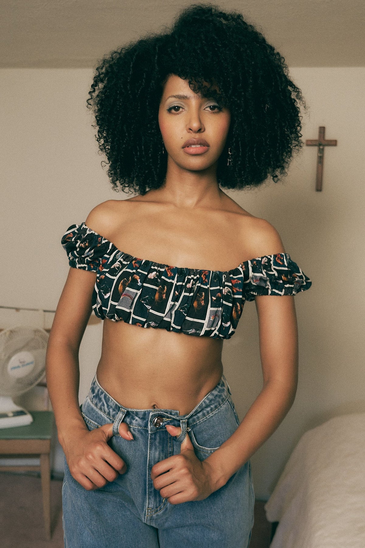 Soft Linen Gathered Bra Top Cuter Fish