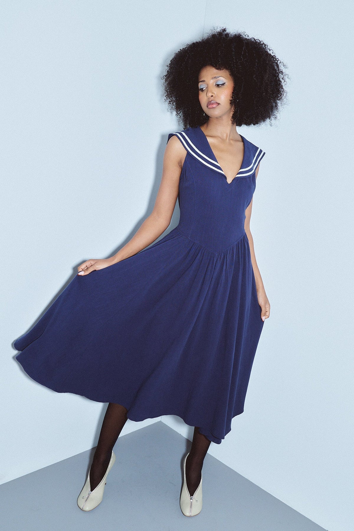 Maxi Sailor Dress Soft Linen Navy