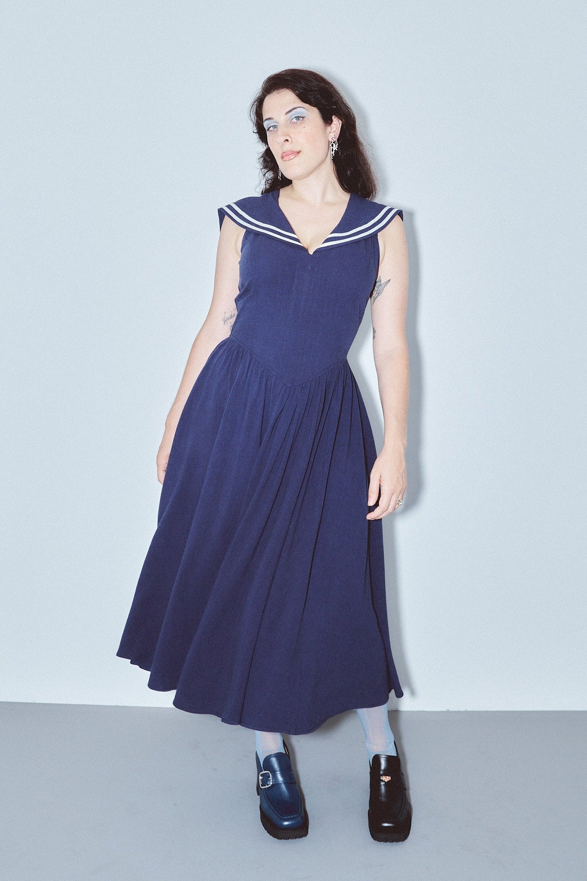 Maxi Sailor Dress Soft Linen Navy